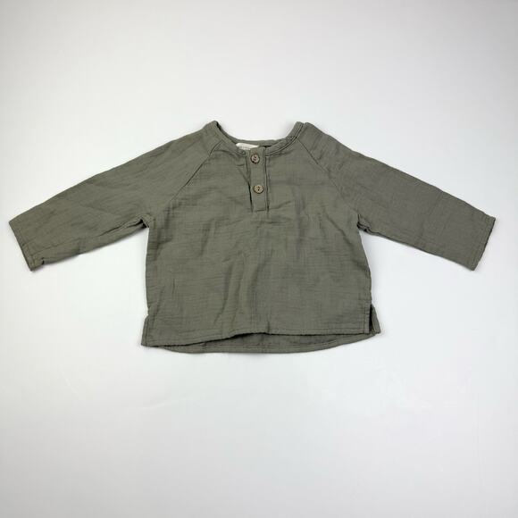 Quincy Mae Neutral Woven Top & Striped Pants Set - Picture 4 of 10